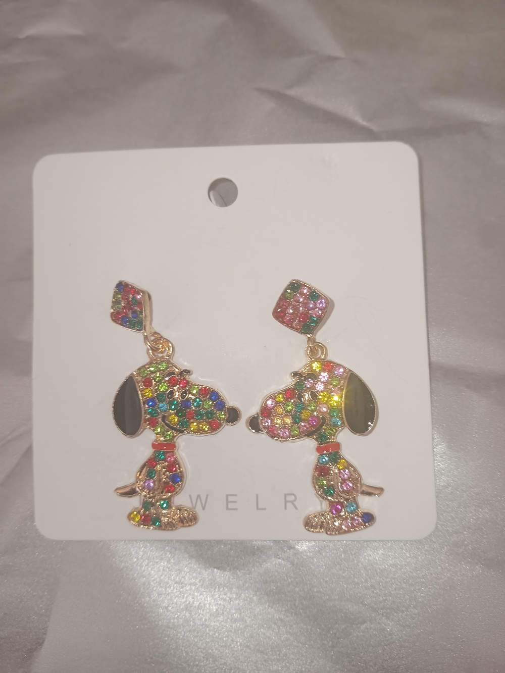 Fashion Jewelry Multicolor Rhinestone Dog Dangle Earrings